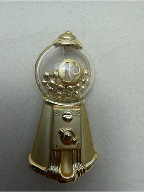 Vintage AJC signed Gold Gumball Machine brooch.